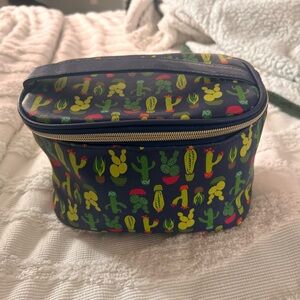 Navy Cactus Print Cosmetic Train Case - Unbranded